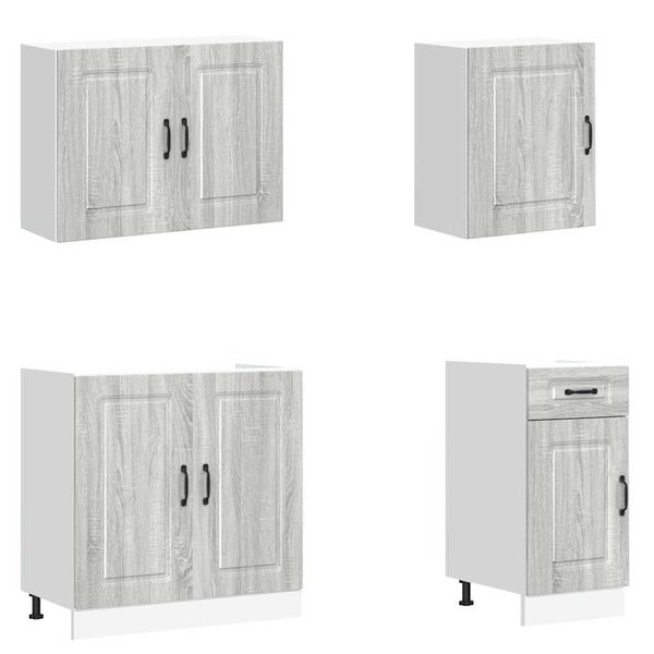 vidaXL Virtuvinių spintelių komplektas, 7 dalių, Kalmar, pilka