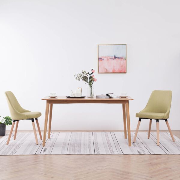 vidaXL Valgomojo kėdės, 2vnt., žalios spalvos, audinys