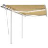 vidaXL Rankiniu būdu i&scaron;traukiama markizė, geltona ir balta, 3x2,5m