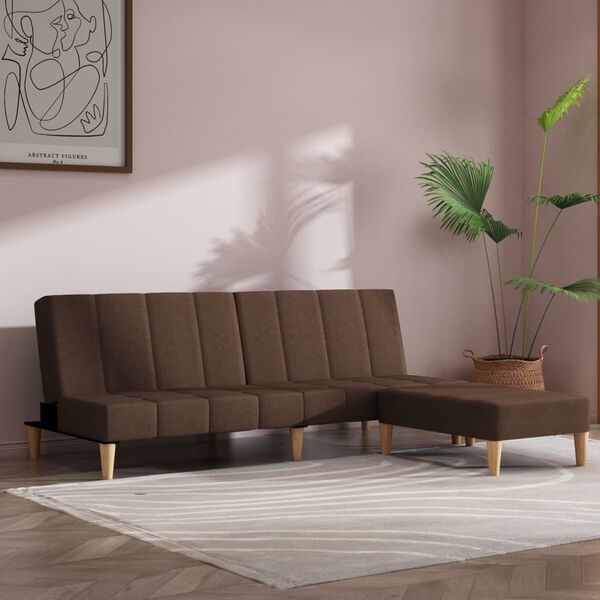 vidaXL Dvivietė sofa-lova su pakoja, rudos spalvos, audinys