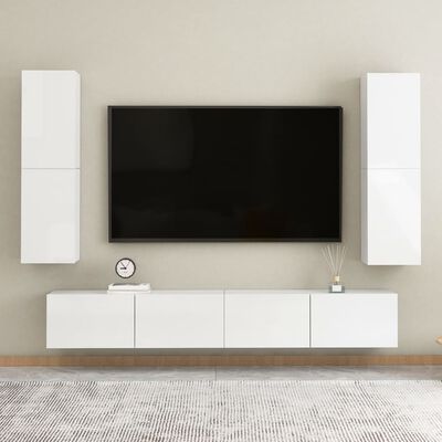 vidaXL Televizoriaus spintelės, 2vnt., baltos, 30,5x30x110cm, mediena