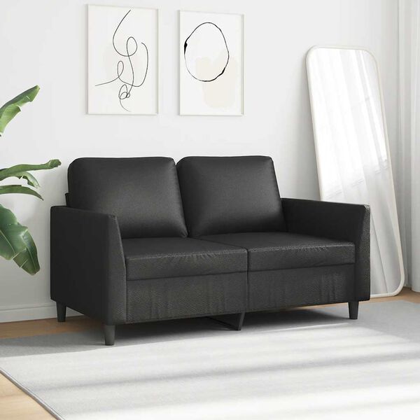 vidaXL Dvivietė sofa, juodos spalvos, 120cm, dirbtinė oda