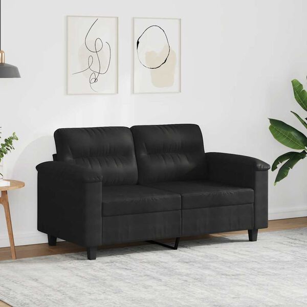 vidaXL Dvivietė sofa, juodos spalvos, 120cm, mikropluošto audinys
