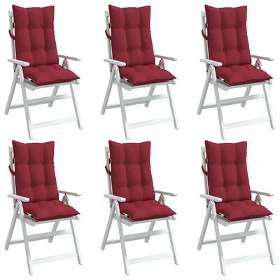 vidaXL Kėdės pagalvėlės, 6vnt., raudonojo vyno, oksfordo audinys