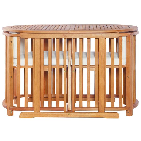 vidaXL Bistro baldų komplektas su pagalv., 3d., eukalipto med. masyv.