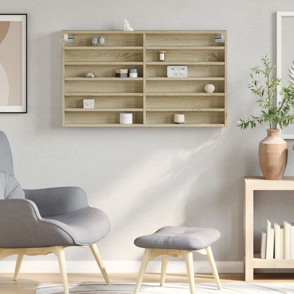 vidaXL Vitrininė spintelė, ąžuolo, 100x8,5x58cm, apdirbta mediena