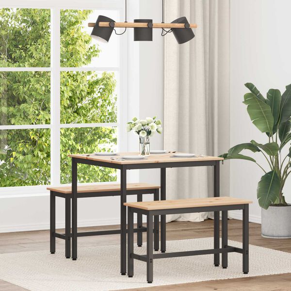 vidaXL Valgomojo stalas Natūrali 80 x 80 x 75 cm Kietos pu&scaron;ies mediena