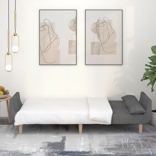 vidaXL Dvivietė sofa-lova su dvejomis pagalvėmis, pilka, audinys