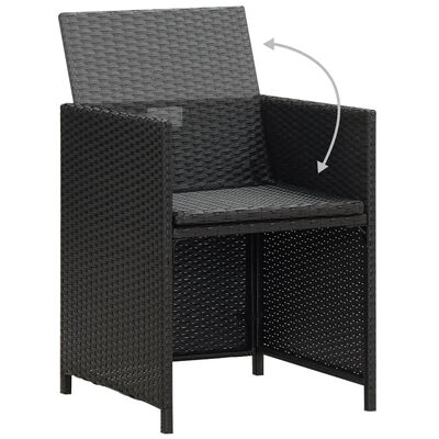 vidaXL Sodo valgomojo kėdės su pagalvėmis, 4vnt., juodos, poliratanas