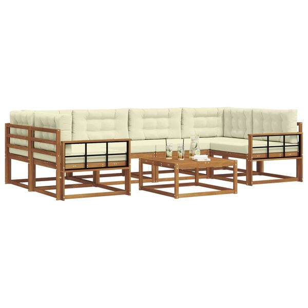 vidaXL Lauko sofos komplektas su pagalve 7 pcs Natūralus ir grietinėlė