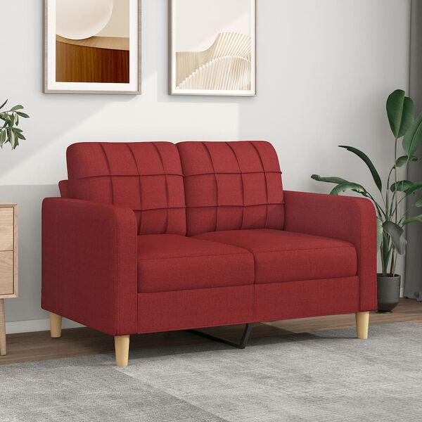 vidaXL Dvivietė sofa, raudonojo vyno spalvos, 120cm, audinys