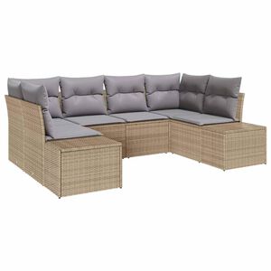 vidaXL Sodo Sofų Rinkinys 6 pcs Bežinė ir &scaron;viesiai pilka Poli ratanas