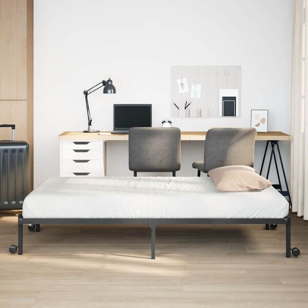 vidaXL Lovos rėmas be čiužinio Sulankstomas juodas 100x190cm Plieninis