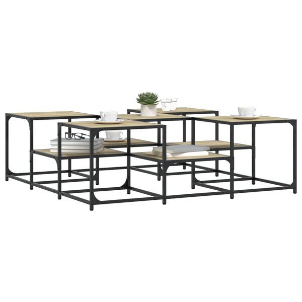 vidaXL Kavos staliukas, sonoma ąžuolo, 121x121x40cm, apdirbta mediena