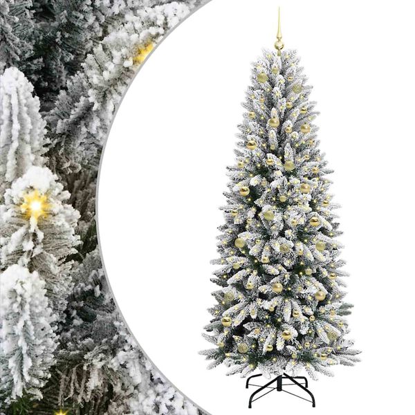 vidaXL Dirbtinė Kalėdų eglutė su 300 LED s stovu Balta 210 cm
