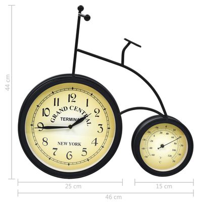 vidaXL Sieninis sodo laikrodis su termometru, dvir. diz., vint. stil.