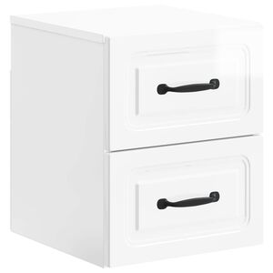 vidaXL Sieninis naktinis staliukas Itin blizgi balta 34,5 x 33 x 40 cm