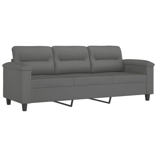 vidaXL Trivietė sofa su pakoja, tamsiai pilka, 180cm, audinys