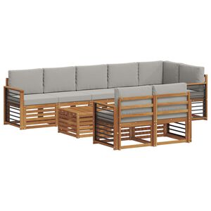 vidaXL Sofų komplektai su pagalve 9 pcs Natūrali ir &scaron;viesiai pilka