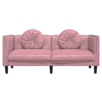 vidaXL Dvivietė sofa su pagalvėlėmis, rožinės spalvos, aksomas