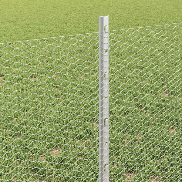 vidaXL Tvora su stulpais Sidabro 0,6 x 25 m Plienas