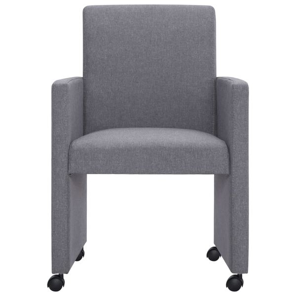 vidaXL Valgomojo kėdės, 2vnt., &scaron;viesiai pilkos spalvos, audinys