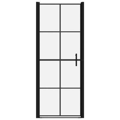 vidaXL Dušo durys, juodos spalvos, 81x195cm, grūdintas stiklas