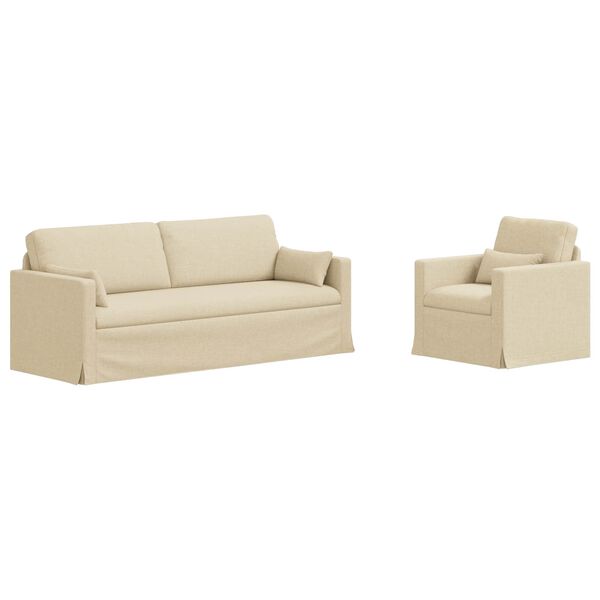 vidaXL Sofa 2 pcs Kreminė 198 x 78 x 80 cm audinys
