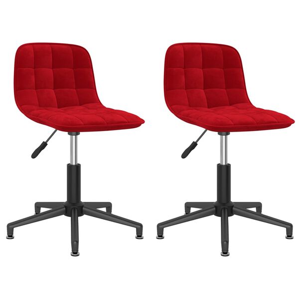 vidaXL Pasukamos valgomojo kėdės, 2vnt., vyno raudonos, aksomas