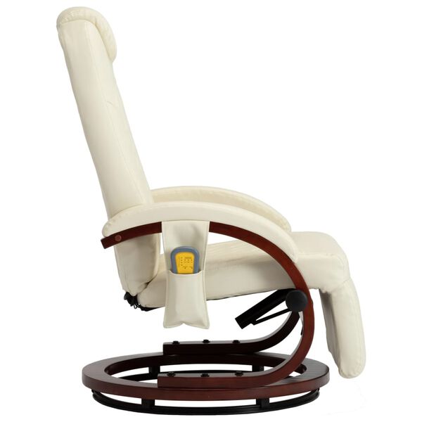 vidaXL Atlošiamas masažinis TV krėslas, kreminės spalvos, dirbtinė oda