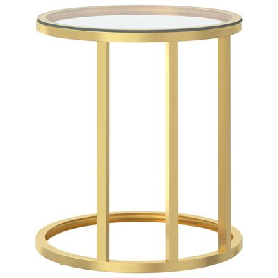 vidaXL Šoninis staliukas, auksinis/skaidrus, 45cm, grūdintas stiklas