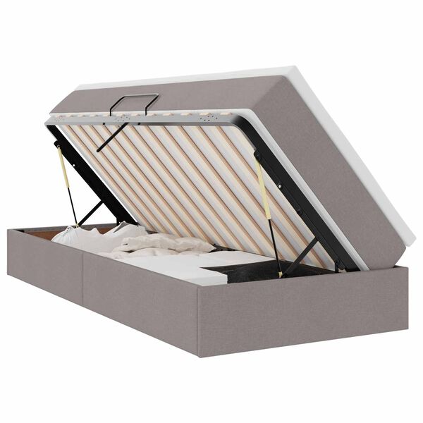 vidaXL Lova su daiktų laikymo vieta ir čiužiniu Taupe 90 x 190 cm