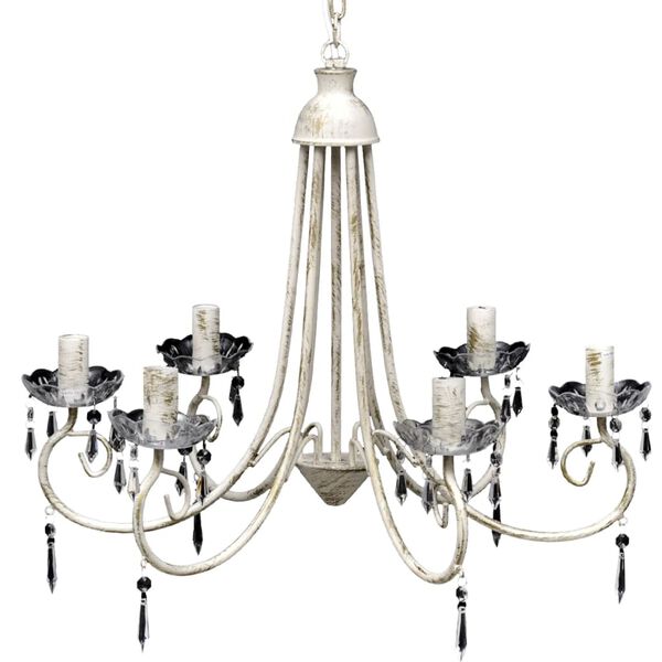 Eleganti&scaron;kas Lubų &Scaron;viestuvas, Sietynas, 6 Lempučių, Baltas