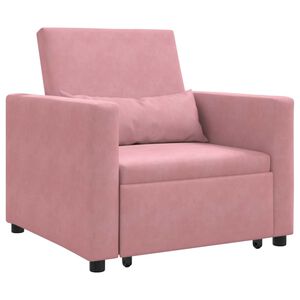 vidaXL I&scaron;traukiamas sofa-lova vienvietis &Scaron;viesiai rožinė Aksomas
