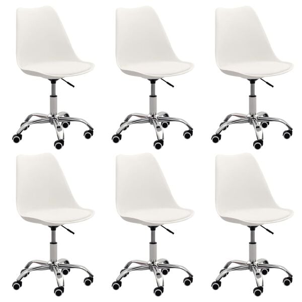 vidaXL Valgomojo kėdės, 6vnt., baltos, dirbtinė oda