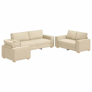 vidaXL Sofa 3 pcs Kreminė 220 x 80 x 84 cm Lino mi&scaron;inio audinys
