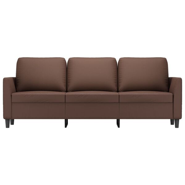 vidaXL Trivietė sofa, rudos spalvos, 180cm, dirbtinė oda