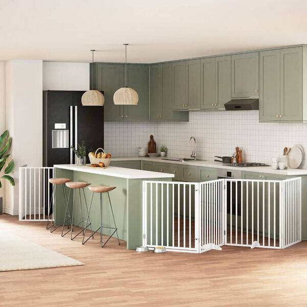 vidaXL Varteliai &scaron;unims su durimis, 6 segmentai, balti, 480cm, tuopa