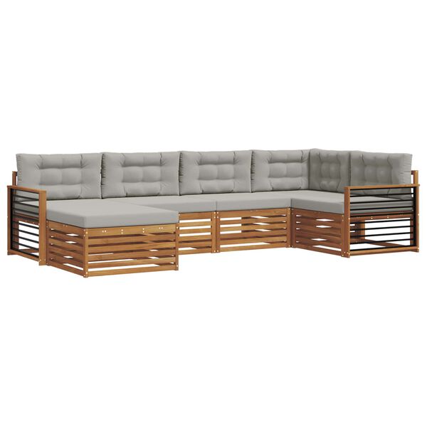 vidaXL Lauko sofos komplektas 6 pcs Natūrali ir &scaron;viesiai pilka