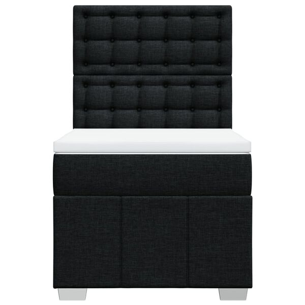 vidaXL Lova su spyruoklėmis ir čiužiniu, juoda, 80x200cm, audinys