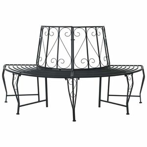 vidaXL Medžio suolelis 4-Vietų skaičius 160 x 80 x 89 cm Plienas Juoda
