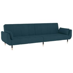 vidaXL Dvivietė sofa-lova su dvejomis pagalvėmis, juoda, aksomas