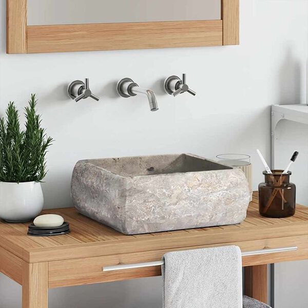 vidaXL Praustuvas, pilkos spalvos, 30x30x13cm, marmuras