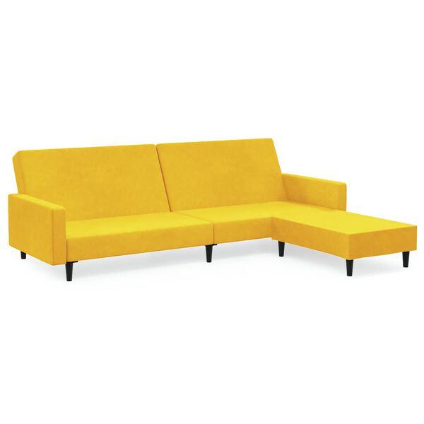 vidaXL Dvivietė sofa-lova su pakoja, geltonos spalvos, aksomas