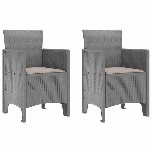 vidaXL Sodo Kėdė 2 pcs &Scaron;viesiai pilka 53 x 49 x 85 cm Polipropilenas