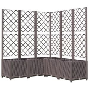 vidaXL Sodo lovelis su treliažu, rudos spalvos, 120x120x136cm, PP