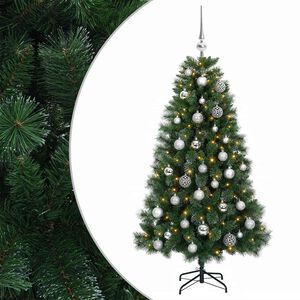 vidaXL Dirbtinė Kalėdų eglutė su žaisliuku 120 cm 150 LED &Scaron;ilta balta