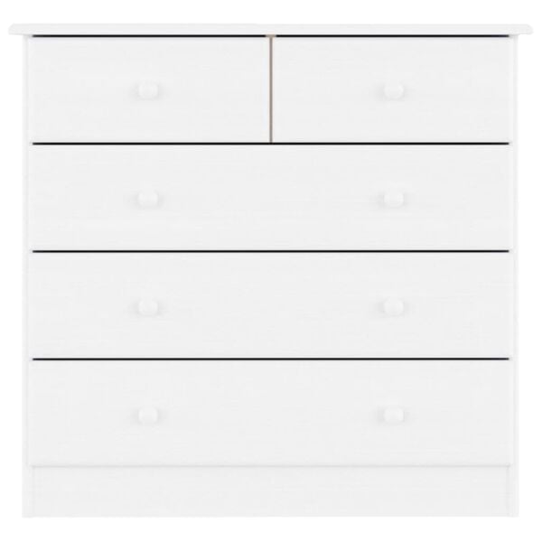vidaXL Komoda su stalčiais ALTA, balta, 77x35x73cm, pušies masyvas