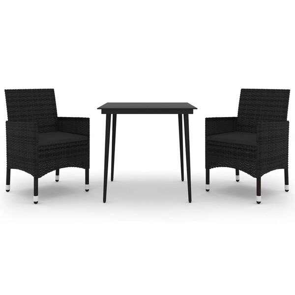 vidaXL Sodo komplektas su pagalvėlėmis, 3 dalių, poliratanas/stiklas