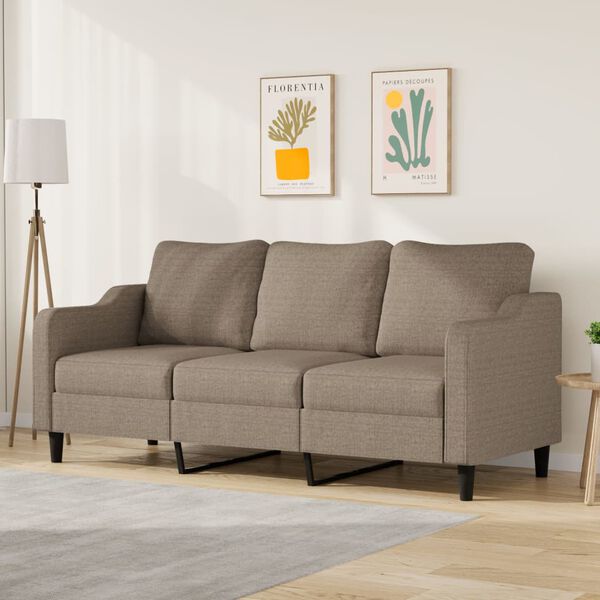 vidaXL Trivietė sofa, taupe spalvos, 180cm, audinys